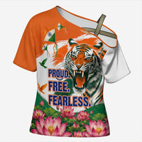 India Proud Free Fearless Cross Shoulder Shirt Bengal Tiger Military Soldier Jets Art