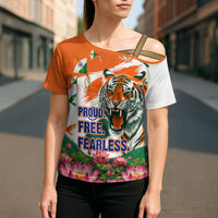 India Proud Free Fearless Cross Shoulder Shirt Bengal Tiger Military Soldier Jets Art