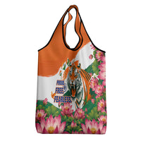 India Proud Free Fearless Grocery Bag Bengal Tiger Military Soldier Jets Art
