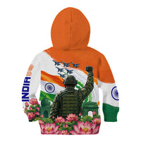 India Proud Free Fearless Kid Hoodie Bengal Tiger Military Soldier Jets Art