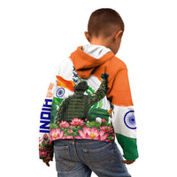 India Proud Free Fearless Kid Hoodie Bengal Tiger Military Soldier Jets Art