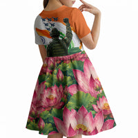 India Proud Free Fearless Kid Short Sleeve Dress Bengal Tiger Military Soldier Jets Art
