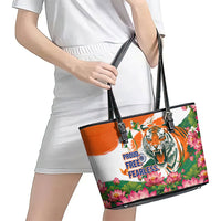 India Proud Free Fearless Leather Tote Bag Bengal Tiger Military Soldier Jets Art