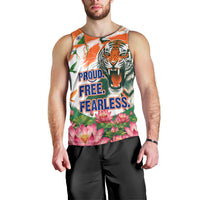 India Proud Free Fearless Men Tank Top Bengal Tiger Military Soldier Jets Art