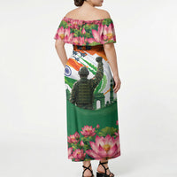 India Proud Free Fearless Off Shoulder Maxi Dress Bengal Tiger Military Soldier Jets Art