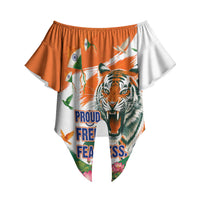 India Proud Free Fearless Off Shoulder Wrap Waist Top Bengal Tiger Military Soldier Jets Art