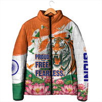India Proud Free Fearless Padded Jacket Bengal Tiger Military Soldier Jets Art