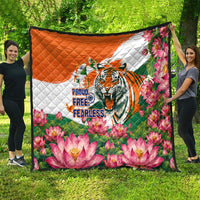 India Proud Free Fearless Quilt Bengal Tiger Military Soldier Jets Art