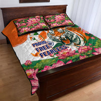 India Proud Free Fearless Quilt Bed Set Bengal Tiger Military Soldier Jets Art