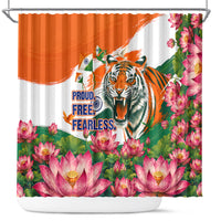 India Proud Free Fearless Shower Curtain Bengal Tiger Military Soldier Jets Art