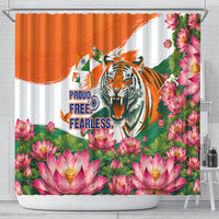 India Proud Free Fearless Shower Curtain Bengal Tiger Military Soldier Jets Art