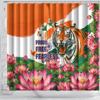India Proud Free Fearless Shower Curtain Bengal Tiger Military Soldier Jets Art