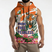 India Proud Free Fearless Sleeveless Hoodie Bengal Tiger Military Soldier Jets Art