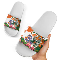 India Proud Free Fearless Slide Sandals Bengal Tiger Military Soldier Jets Art