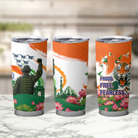 India Proud Free Fearless Tumbler Cup Bengal Tiger Military Soldier Jets Art