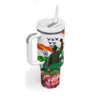 India Proud Free Fearless Tumbler With Handle Bengal Tiger Military Soldier Jets Art