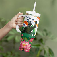 India Proud Free Fearless Tumbler With Handle Bengal Tiger Military Soldier Jets Art
