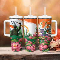 India Proud Free Fearless Tumbler With Handle Bengal Tiger Military Soldier Jets Art