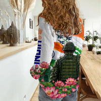 India Proud Free Fearless Women Casual Shirt Bengal Tiger Military Soldier Jets Art