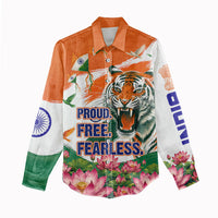 India Proud Free Fearless Women Casual Shirt Bengal Tiger Military Soldier Jets Art