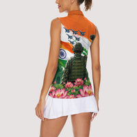 India Proud Free Fearless Women Sleeveless Polo Shirt Bengal Tiger Military Soldier Jets Art