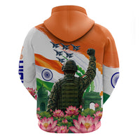 India Proud Free Fearless Zip Hoodie Bengal Tiger Military Soldier Jets Art