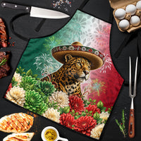 Viva Mexico Independence Day Apron Sombrero Jaguar Mayan Pyramid Fireworks