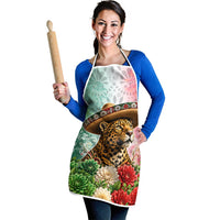 Viva Mexico Independence Day Apron Sombrero Jaguar Mayan Pyramid Fireworks