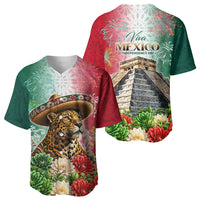 Viva Mexico Independence Day Baseball Jersey Sombrero Jaguar Mayan Pyramid Fireworks
