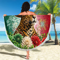 Viva Mexico Independence Day Beach Blanket Sombrero Jaguar Mayan Pyramid Fireworks