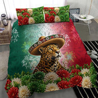 Viva Mexico Independence Day Bedding Set Sombrero Jaguar Mayan Pyramid Fireworks