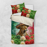 Viva Mexico Independence Day Bedding Set Sombrero Jaguar Mayan Pyramid Fireworks