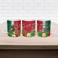 Viva Mexico Independence Day Ceramic Mug Sombrero Jaguar Mayan Pyramid Fireworks