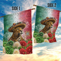 Viva Mexico Independence Day Garden Flag Sombrero Jaguar Mayan Pyramid Fireworks