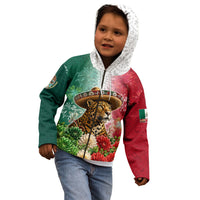 Viva Mexico Independence Day Kid Hoodie Sombrero Jaguar Mayan Pyramid Fireworks