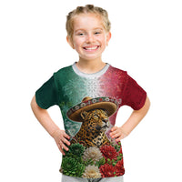 Viva Mexico Independence Day Kid T Shirt Sombrero Jaguar Mayan Pyramid Fireworks
