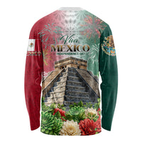 Viva Mexico Independence Day Long Sleeve Shirt Sombrero Jaguar Mayan Pyramid Fireworks