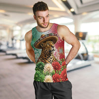 Viva Mexico Independence Day Men Tank Top Sombrero Jaguar Mayan Pyramid Fireworks