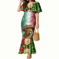 Viva Mexico Independence Day Mermaid Dress Sombrero Jaguar Mayan Pyramid Fireworks