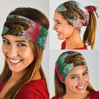 Viva Mexico Independence Day Neck Gaiter Sombrero Jaguar Mayan Pyramid Fireworks