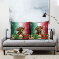 Viva Mexico Independence Day Pillow Cover Sombrero Jaguar Mayan Pyramid Fireworks