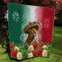 Viva Mexico Independence Day Quilt Sombrero Jaguar Mayan Pyramid Fireworks