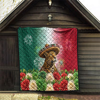 Viva Mexico Independence Day Quilt Sombrero Jaguar Mayan Pyramid Fireworks
