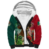 Viva Mexico Independence Day Sherpa Hoodie Sombrero Jaguar Mayan Pyramid Fireworks