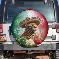 Viva Mexico Independence Day Spare Tire Cover Sombrero Jaguar Mayan Pyramid Fireworks