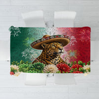 Viva Mexico Independence Day Tablecloth Sombrero Jaguar Mayan Pyramid Fireworks
