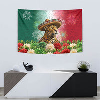 Viva Mexico Independence Day Tapestry Sombrero Jaguar Mayan Pyramid Fireworks