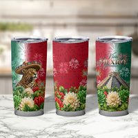 Viva Mexico Independence Day Tumbler Cup Sombrero Jaguar Mayan Pyramid Fireworks