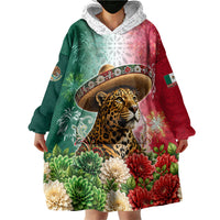 Viva Mexico Independence Day Wearable Blanket Hoodie Sombrero Jaguar Mayan Pyramid Fireworks