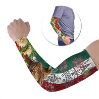 Viva Mexico Independence Day Arm Sleeves Golden Eagle Angel Aztec Pattern